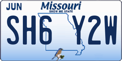 MO license plate SH6Y2W