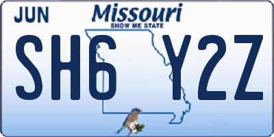 MO license plate SH6Y2Z