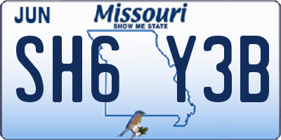 MO license plate SH6Y3B