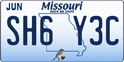 MO license plate SH6Y3C