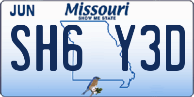 MO license plate SH6Y3D