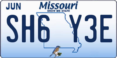 MO license plate SH6Y3E