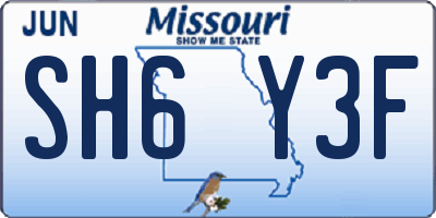MO license plate SH6Y3F