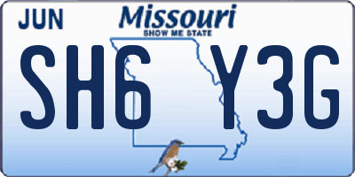 MO license plate SH6Y3G