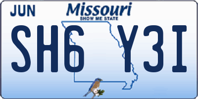 MO license plate SH6Y3I