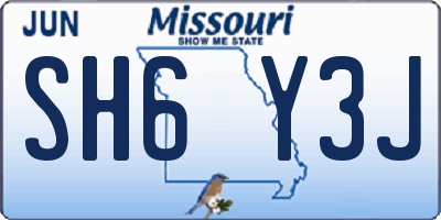 MO license plate SH6Y3J