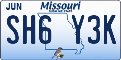 MO license plate SH6Y3K