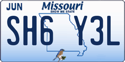 MO license plate SH6Y3L