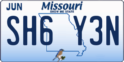 MO license plate SH6Y3N