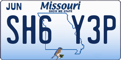 MO license plate SH6Y3P
