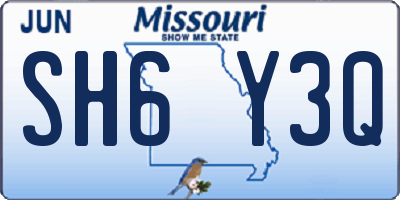 MO license plate SH6Y3Q