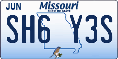 MO license plate SH6Y3S