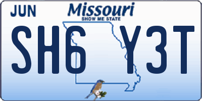MO license plate SH6Y3T