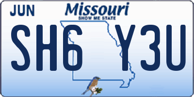 MO license plate SH6Y3U