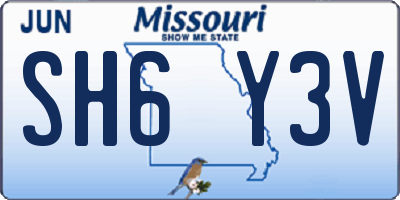 MO license plate SH6Y3V