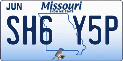 MO license plate SH6Y5P
