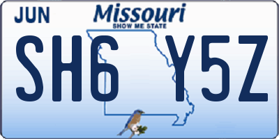 MO license plate SH6Y5Z