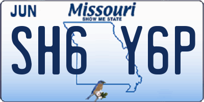 MO license plate SH6Y6P