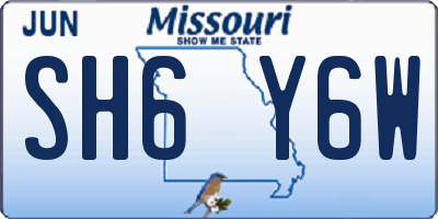 MO license plate SH6Y6W