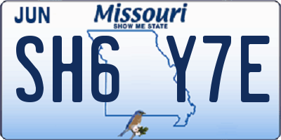 MO license plate SH6Y7E