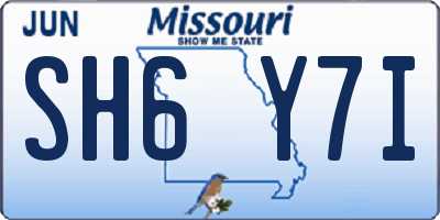 MO license plate SH6Y7I