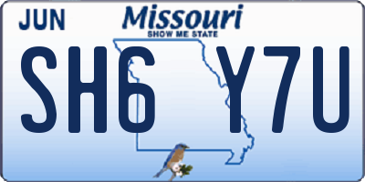 MO license plate SH6Y7U