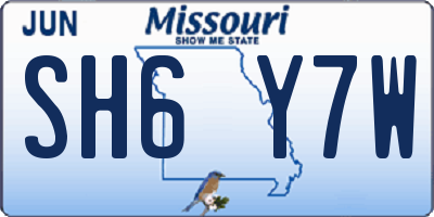 MO license plate SH6Y7W