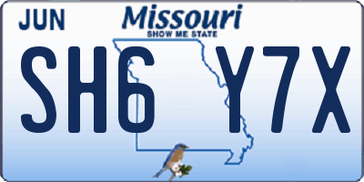 MO license plate SH6Y7X