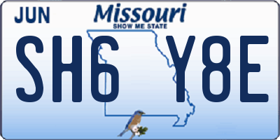 MO license plate SH6Y8E