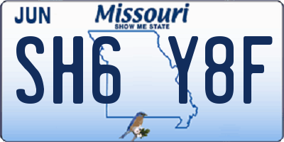 MO license plate SH6Y8F