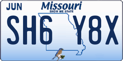 MO license plate SH6Y8X