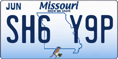 MO license plate SH6Y9P