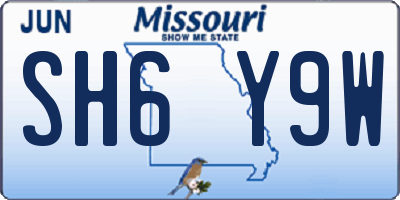 MO license plate SH6Y9W