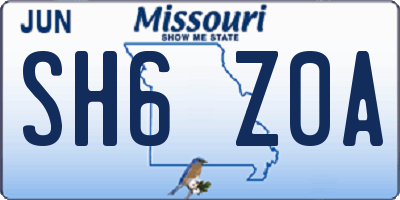 MO license plate SH6Z0A