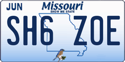 MO license plate SH6Z0E