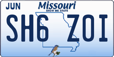 MO license plate SH6Z0I