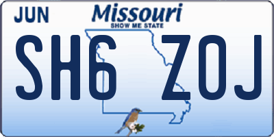 MO license plate SH6Z0J