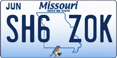 MO license plate SH6Z0K