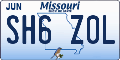MO license plate SH6Z0L