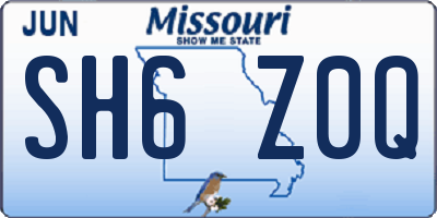 MO license plate SH6Z0Q