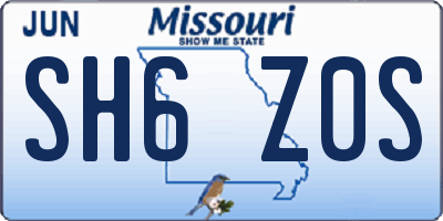 MO license plate SH6Z0S