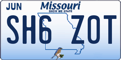 MO license plate SH6Z0T