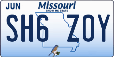 MO license plate SH6Z0Y