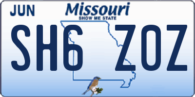 MO license plate SH6Z0Z