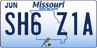 MO license plate SH6Z1A