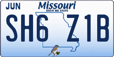 MO license plate SH6Z1B