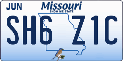 MO license plate SH6Z1C