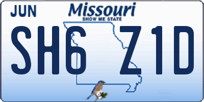 MO license plate SH6Z1D