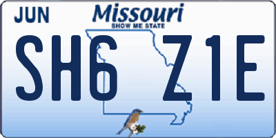 MO license plate SH6Z1E