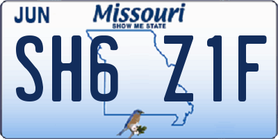 MO license plate SH6Z1F